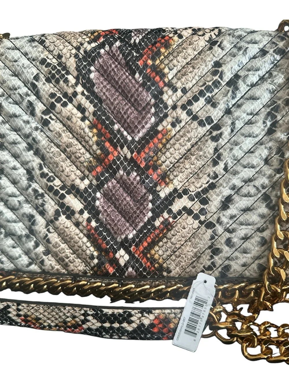 Python-Texture Chain Shoulder Bag in Neutral Multi - Picture 2 of 5